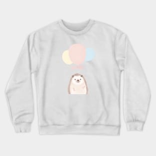 cute hedgehog with balloon Crewneck Sweatshirt